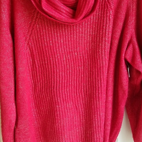 NWOT WORTHINGTON WOMAN RED/ GOLD COWL SWEATER - Picture 3 of 5